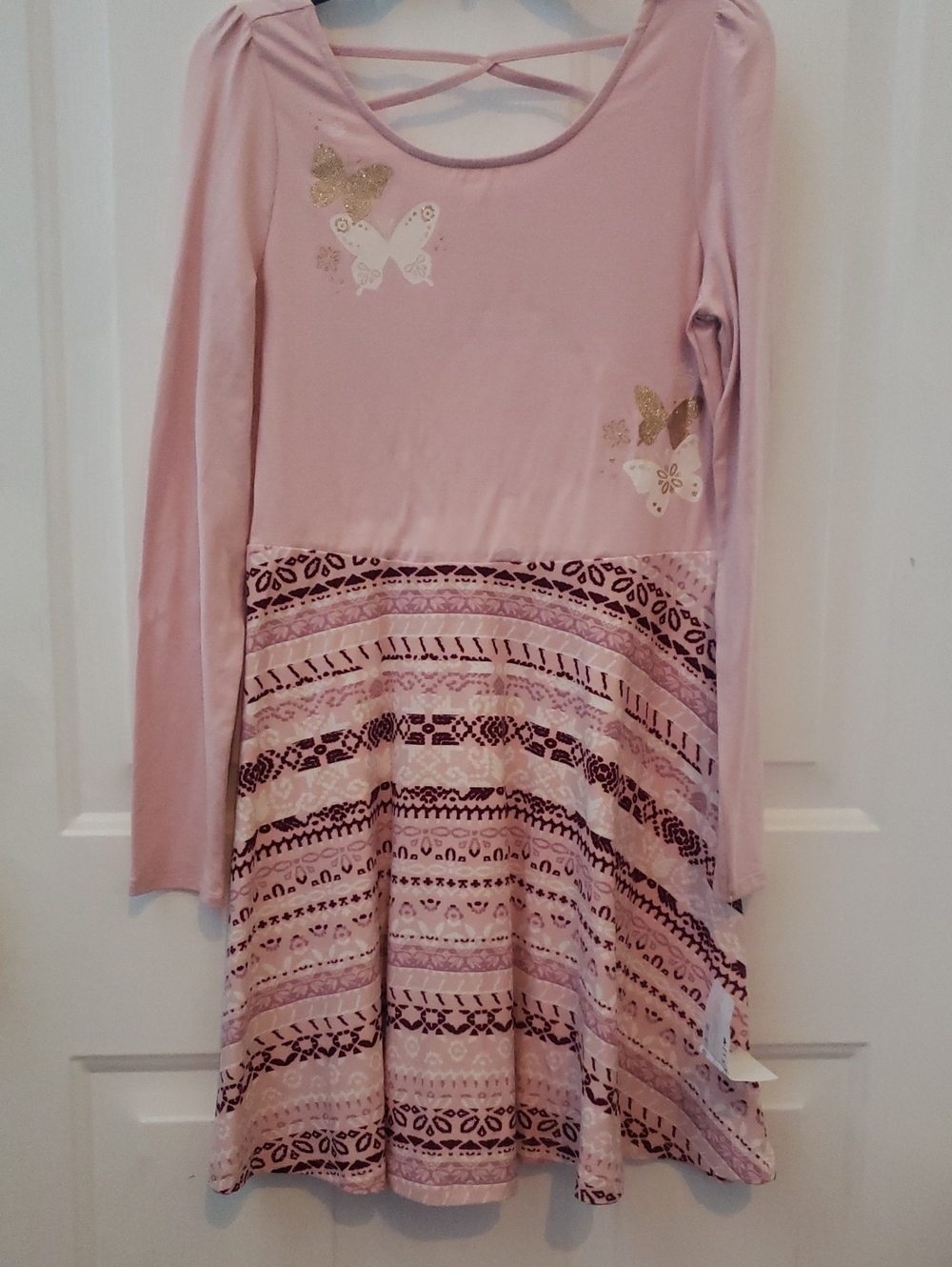 Epic Threads Girls' Light Pink Butterfly Crisscross Back Dress